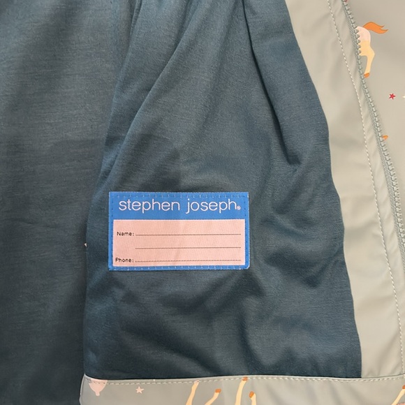 NWT - Stephen Joseph Kids Blue Horse Print Raincoat - Picture 4 of 4